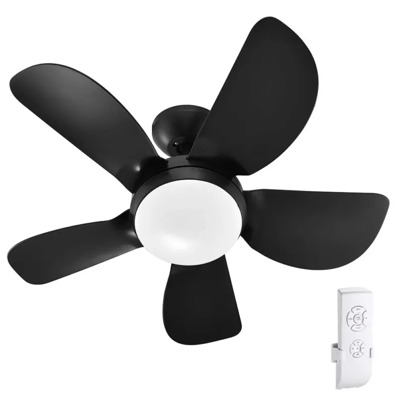 Ventilatore da Soffitto 5 Pale Legno con Lampada Luce LED e Telecomando 76cm Esclusivo
