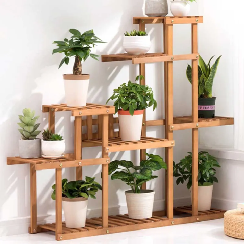 Promo Stagionale Scaffale Porta Piante Fiori Libreria Scaffalatura in Legno di Bamboo 113x25x97cm