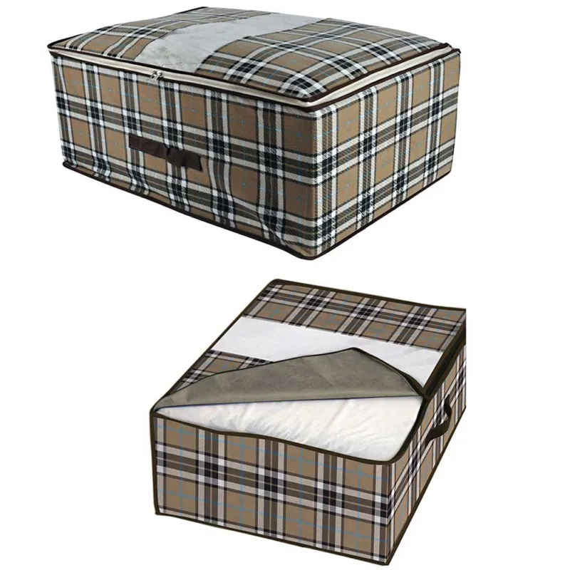 CUSTODIA COPERTE IN TNT TRAMA SCOZZESE 90X65X25CM SISTEMI SALVASPAZIO MONGARDI Consegna Rapida