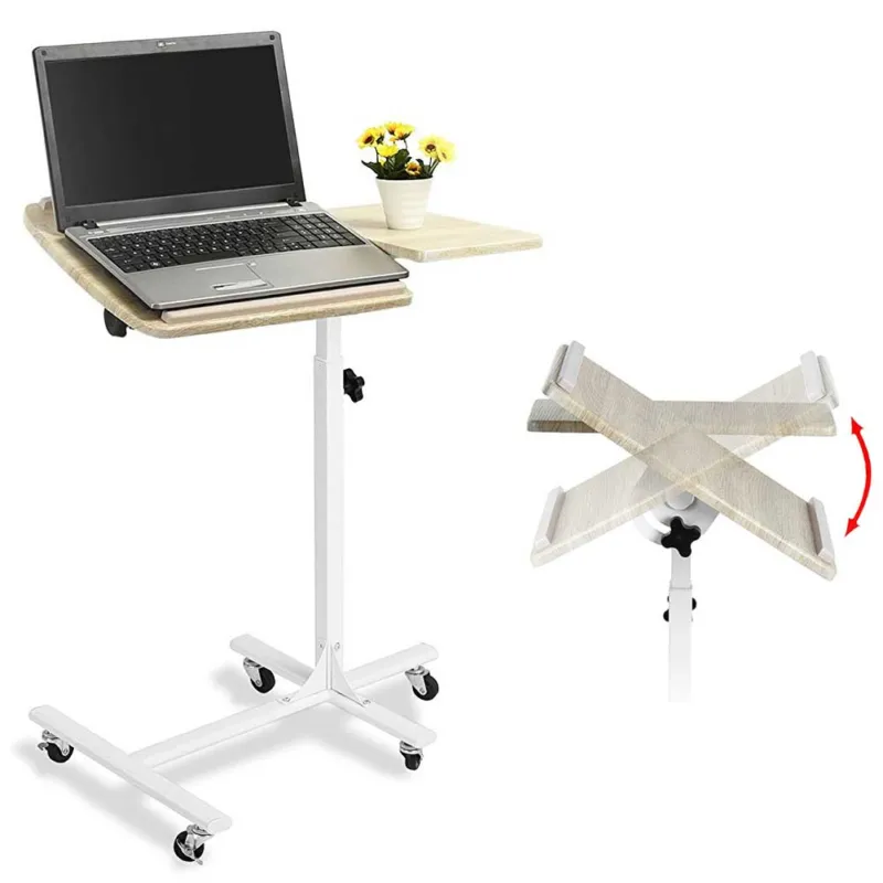 Tavolino Porta PC Notebook Laptop con Ruote Scrivania Altezza Regolabile Bianco Occasione