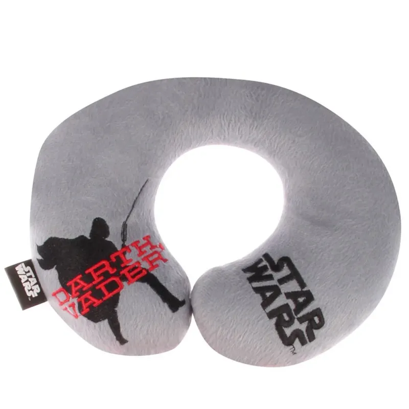Esclusivo Cuscino Per Collo Da Viaggio Star Wars In Tessuto Poliestere Grigio Con Ricami