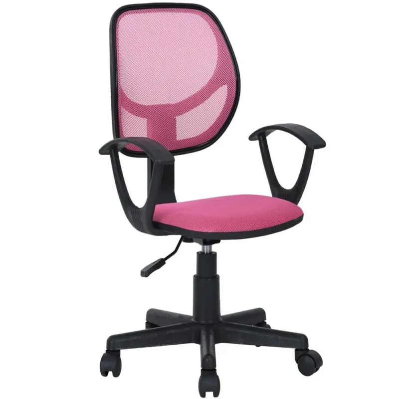 Sedia Girevole Rosa con 5 Ruote Ufficio Cameretta Scrivania Schienale Ergonomico Spedizione Espresso