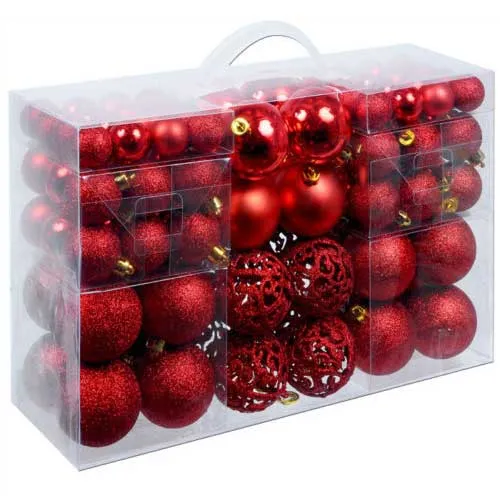 Più Venduto Confezione 100 Palline Natale Colore Rosso Diametro 3/4/6 Cm Addobbo Natalizio
