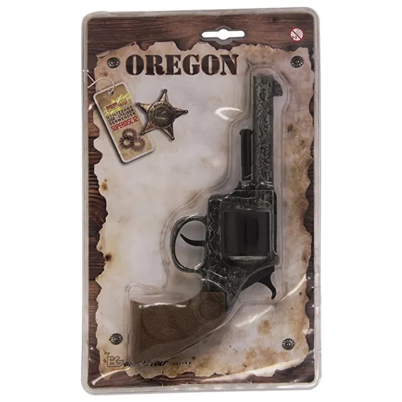 Pistola Giocattolo Per Bambini Oregon Antik Edison Da 6 Colpi In Plastica Nero Pagamento Sicuro