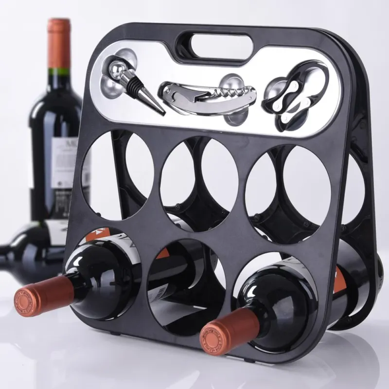 Portabottiglie Cantinetta Porta Vino per 6 Bottiglie con Accessori Somelier Novità