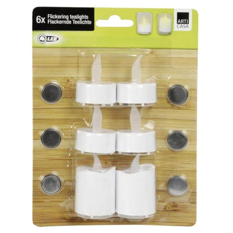 6 Candele a Led Elettriche Tealight Luce Calda + 6 Batterie CR2032 Grundig Must-Have