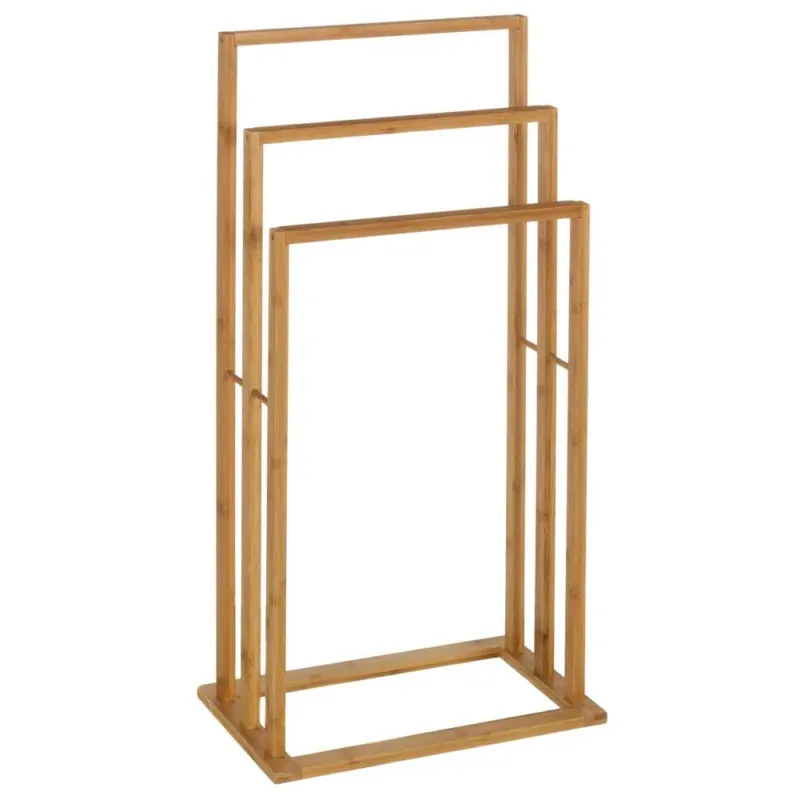 Promo Stagionale Porta Asciugamani Da Terra Piantana Legno Bambu‘ 3 Braccia Per Asciugamani Bagno