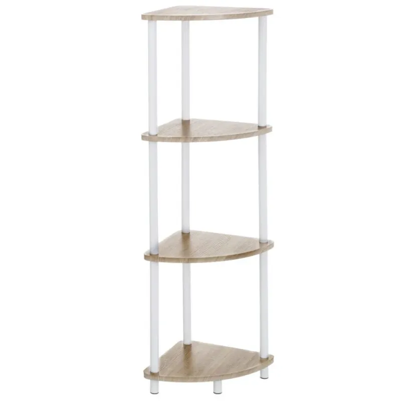 Ultima Occasione Mobiletto Angolare Bagno Con 4 Piani Di Appoggio Legno MDF e Metallo 30x30x110cm