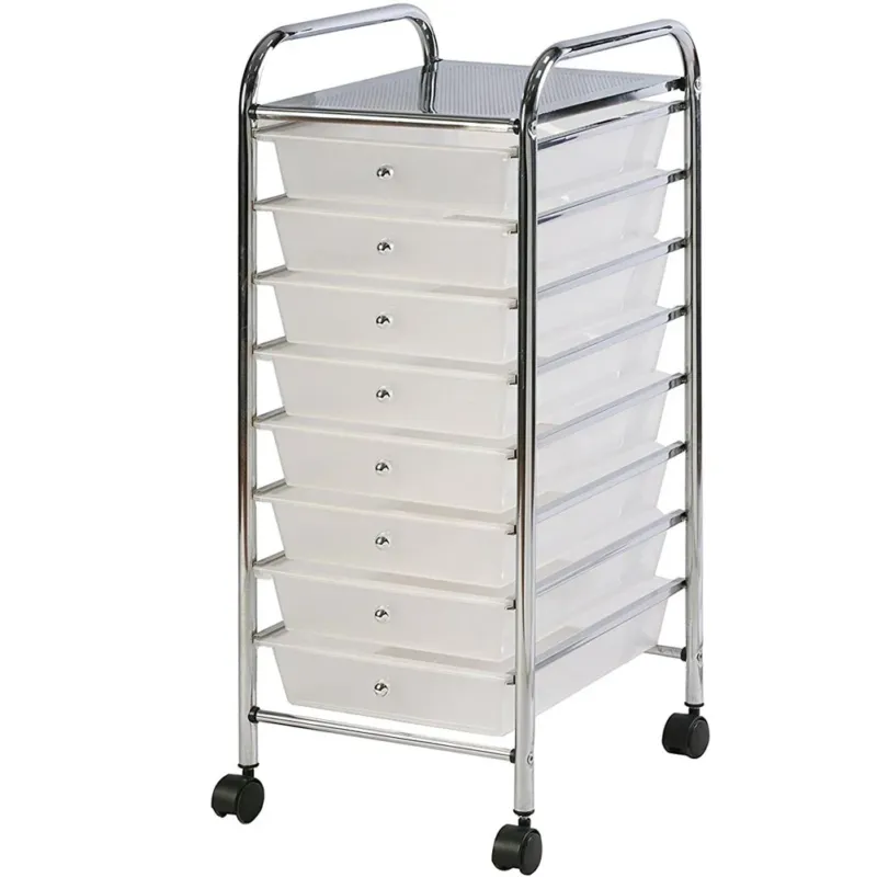 Carrello Cassettiera Multiuso Acciaio Casa Ufficio Estetista 8 Cassetti Bianco Bestseller