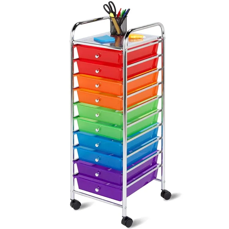 Carrello Cassettiera Multiuso Acciaio Casa Ufficio Estetista 10 Cassetti Color Spedito Oggi