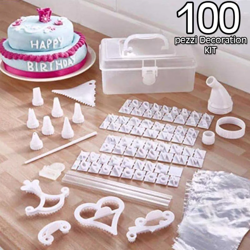 Solo Oggi Set 100pz Decorazione Torte Cake Design Con Sac a Poche Beccucci Forme Custodia