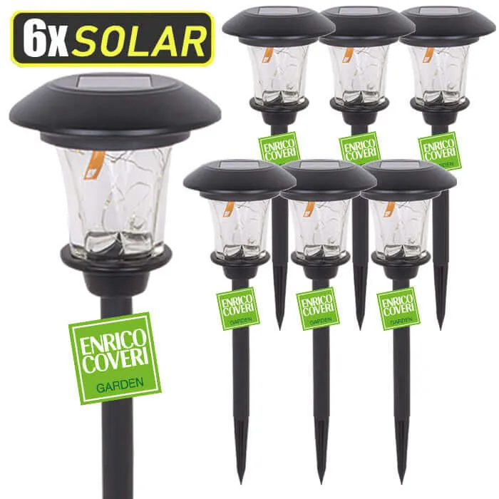 6 Lampade LED Da Giardino Energia Solare Stile Lanterna 15x46cm Enrico Coveri Non Perdere