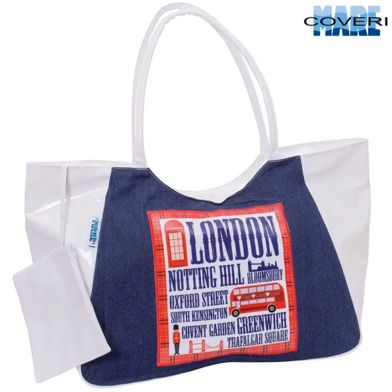 Borsa Mare Spiaggia Con Manici E Borsellino 52 X 40 X 24cm Coveri Jeans Consegna Rapida