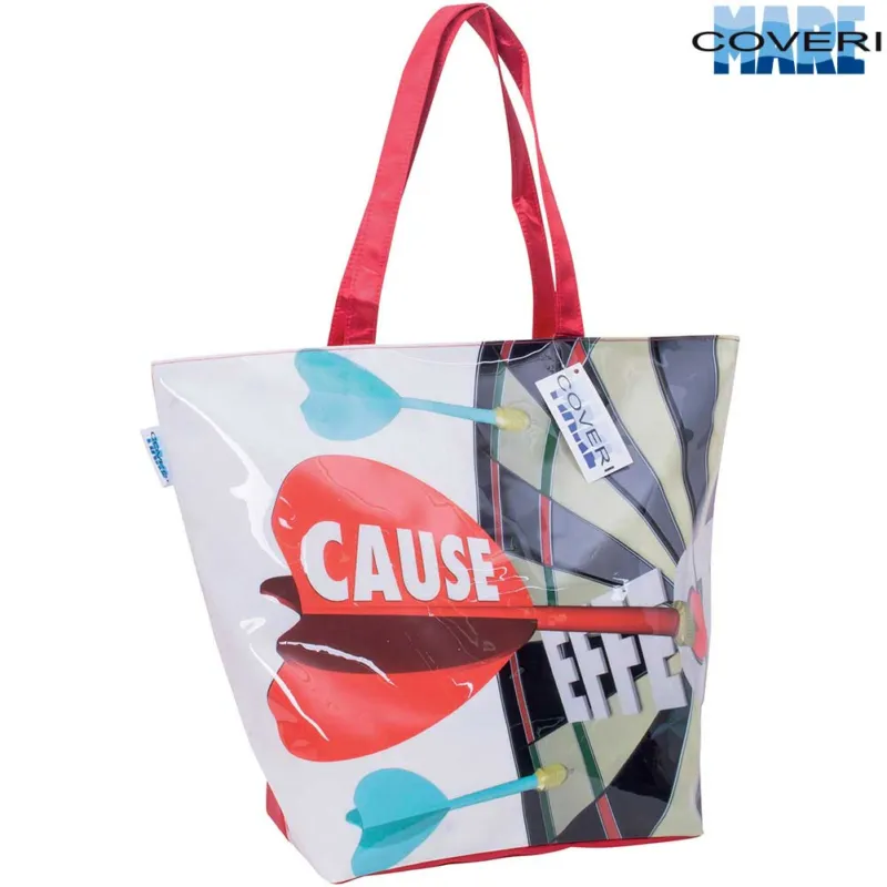 Borsa Mare Spiaggia Con Manici Stampa Bersaglio Freccette 55x45x22cm Coveri Novità