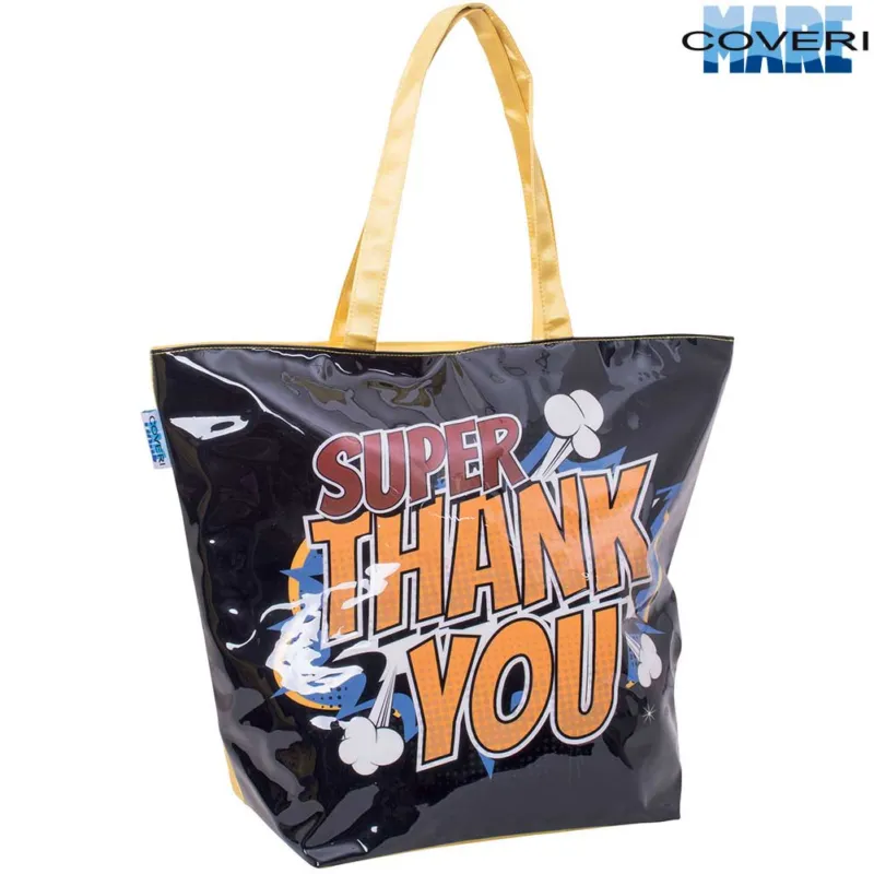 Borsa Mare Spiaggia Con Manici Stampa Fumetto Thank You 55x45x22cm Enrico Coveri Solo Oggi
