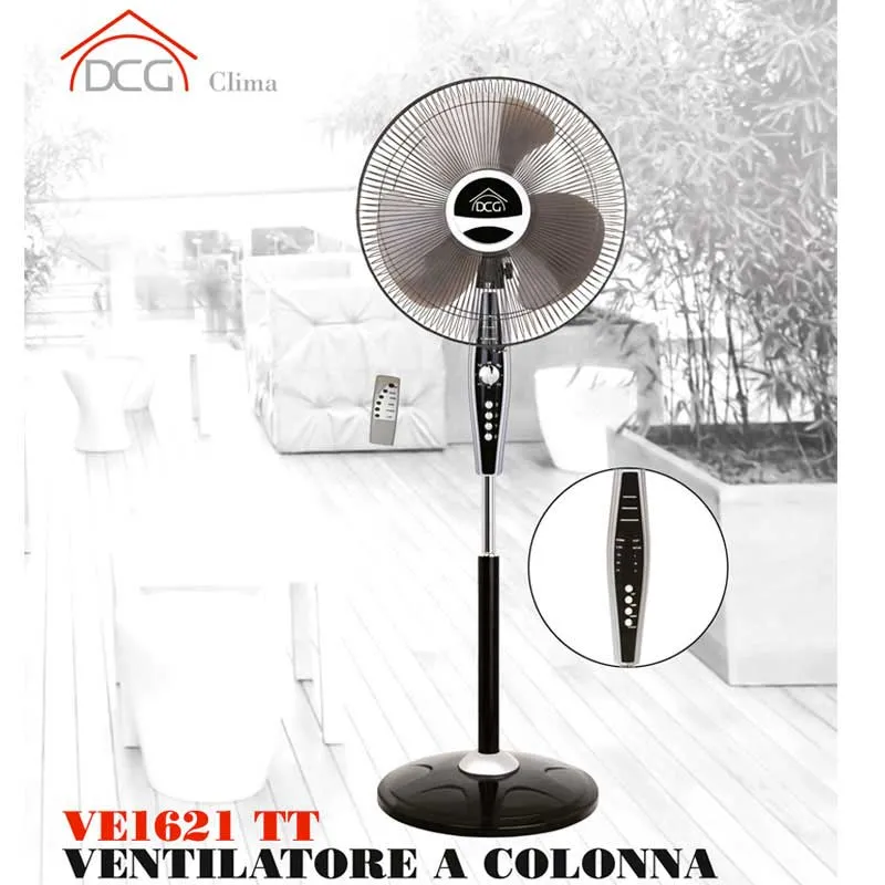 Ventilatore a Colonna Pala 40 cm con Timer e Telecomando Nero Silver DCG VE1621 Reso Gratuito