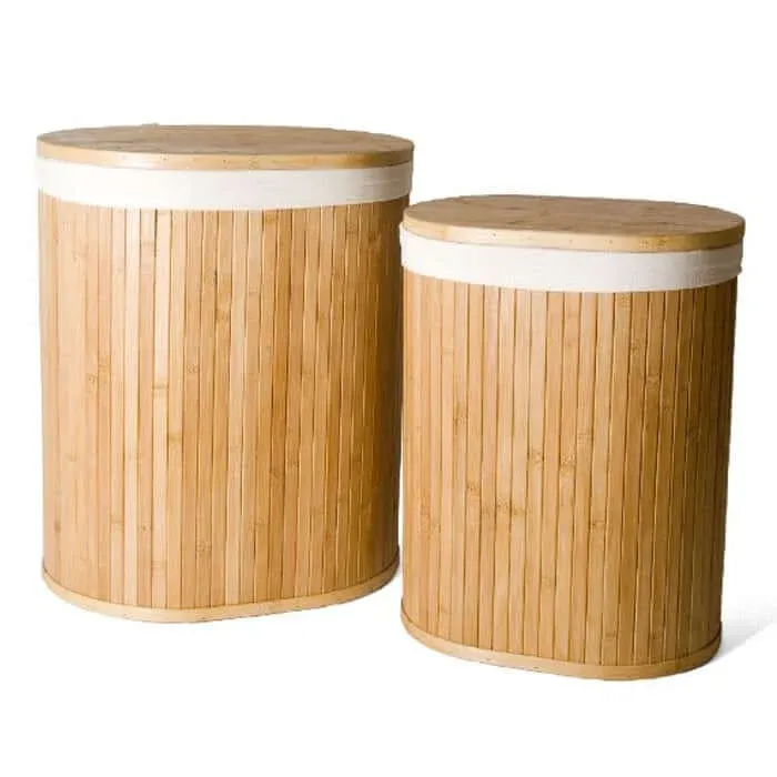Più Venduto 2 Bauli Portabiancheria Indumenti Vestiti Sporchi In Bambu‘ E Tessuto "Ischia"