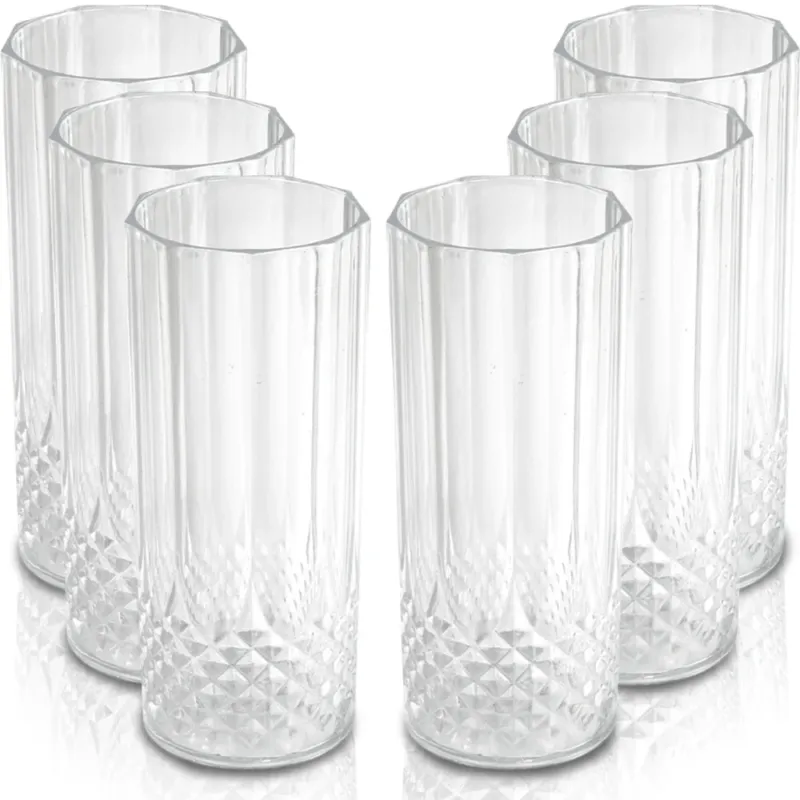 Set 6 Bicchieri Plastica Dura Effetto Cristallo Realistico 400 ml Riutilizzabili Offerta Speciale