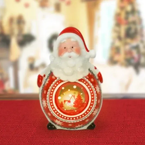 Promozione Esclusiva Lanterna Ceramica Babbo Natale Con Candela Elettrica 14 Cm Decorazioni Natalizie