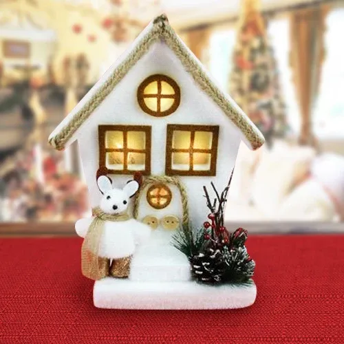 Reso Gratuito Casetta Con Soggetto Natalizio E Luci 3 Assortimenti 28cm Decorazioni Natalizie