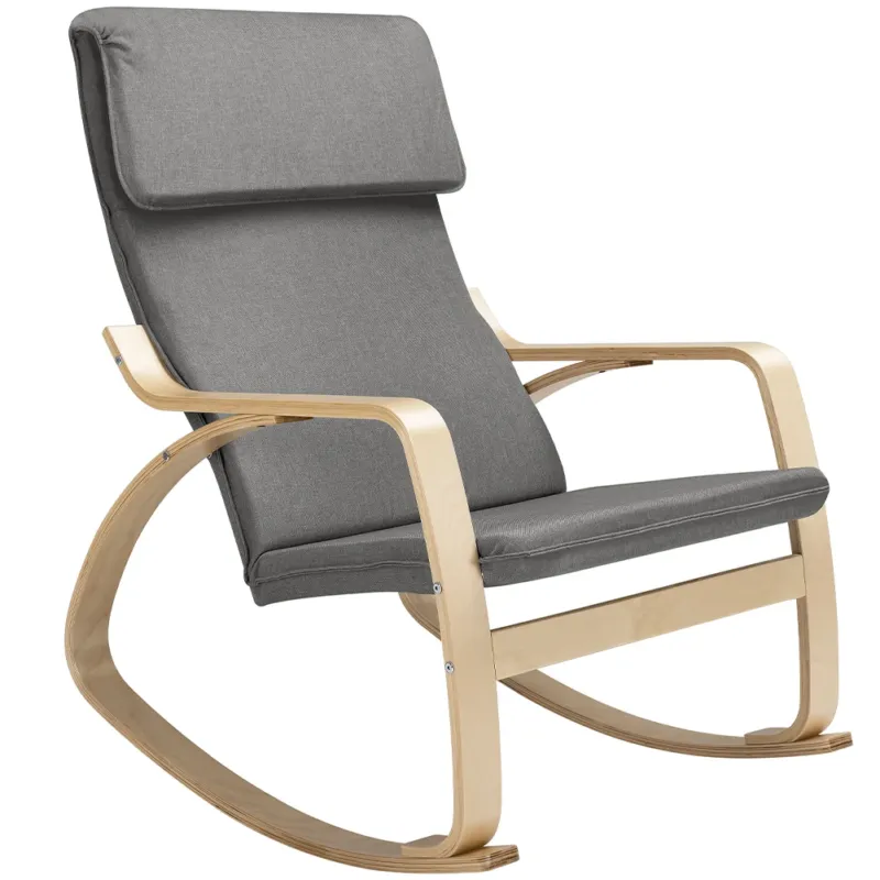 Solo Oggi Sedia a Dondolo Poltrona Relax in Cotone Grigio con Schienale Cuscino Ergonomici