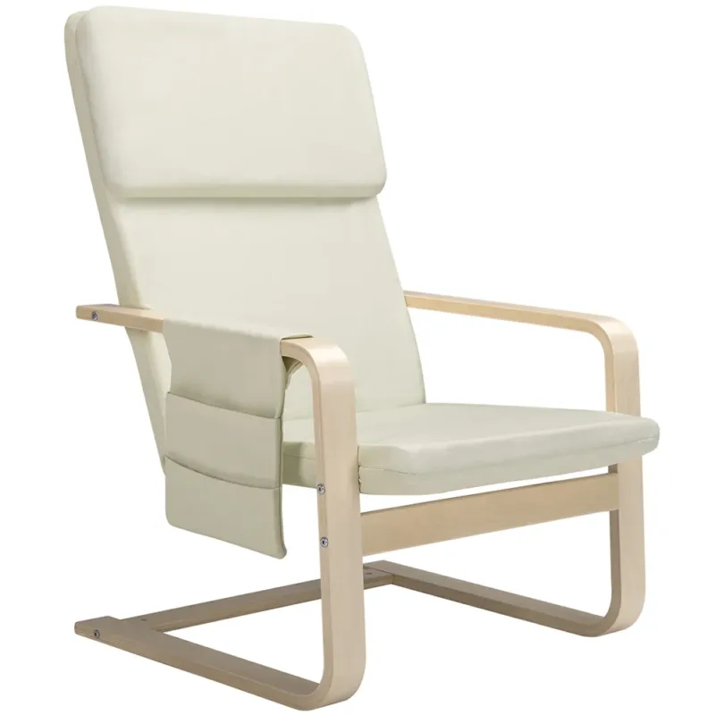 Sedia Poltrona Relax Ergonomica Rivestimento Cotone Beige con Borsa 2 Scomparti Occasione