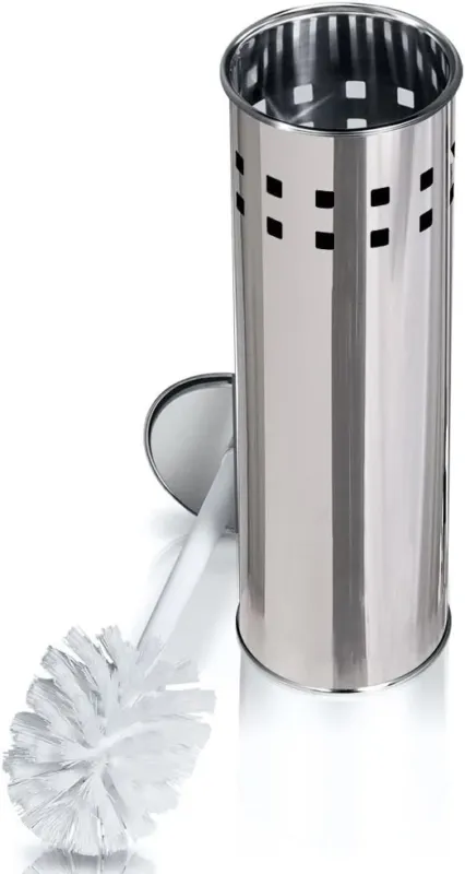 Miglior Prezzo Portascopino con Spazzolone WC Cilindro In Acciaio Inox 26x10 cm Accessori Bagno