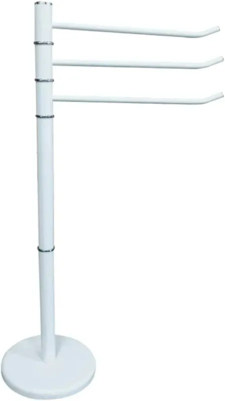 Promozione Esclusiva Portasciugamani da Terra Piantana 87cm 3 Bracci Porta Asciugamano Metallo Bianco