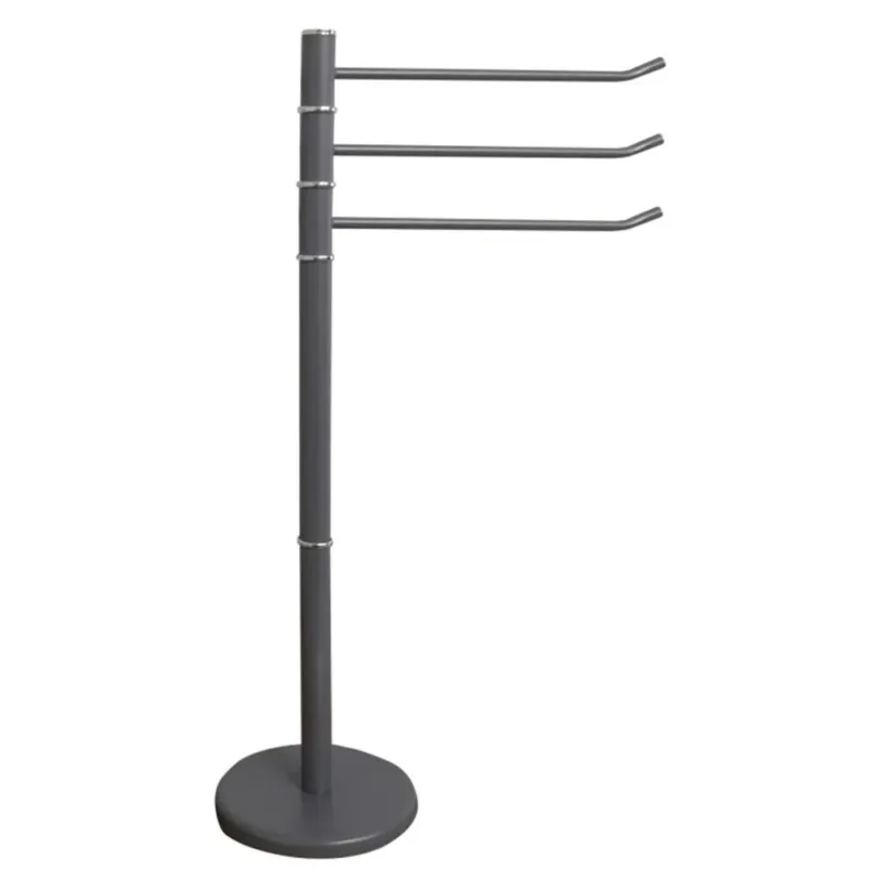 Portasciugamani da Terra Piantana 87cm 3 Bracci Porta Asciugamano Metallo Grigio Scelto Dai Clienti