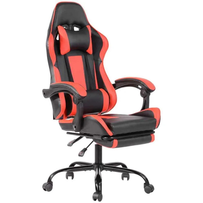 Sedia Poltrona Gaming Scrivania Ufficio Casa Reclinabile con Poggiapiedi Rosso Popolare