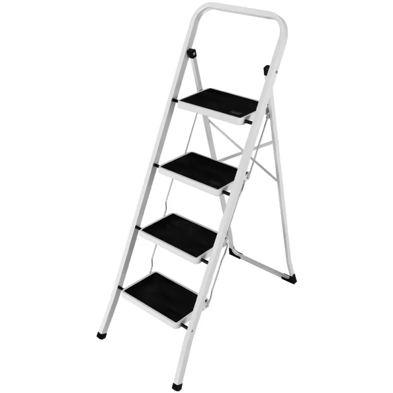 Scala Scaletta Pieghevole 4 Gradini Antiscivolo Sgabello Scaletto Acciaio Nero Spedizione Espresso