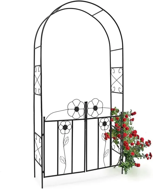 Arco da Giardino per Piante Rampicanti Rose con Cancello Battente in ferro 228cm Nuova Collezione