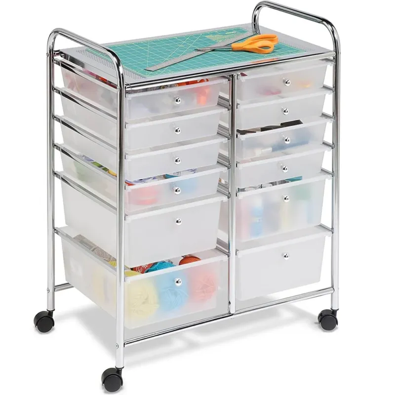 Nuova Collezione Carrello Cassettiera Multiuso Acciaio Casa Ufficio Estetista 12 Cassetti Bianco