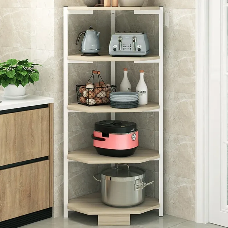 Scaffale Angolare 5 Ripiani Metallo Legno Libreria Angolo Multiuso 40x120 Bianco Compra Online