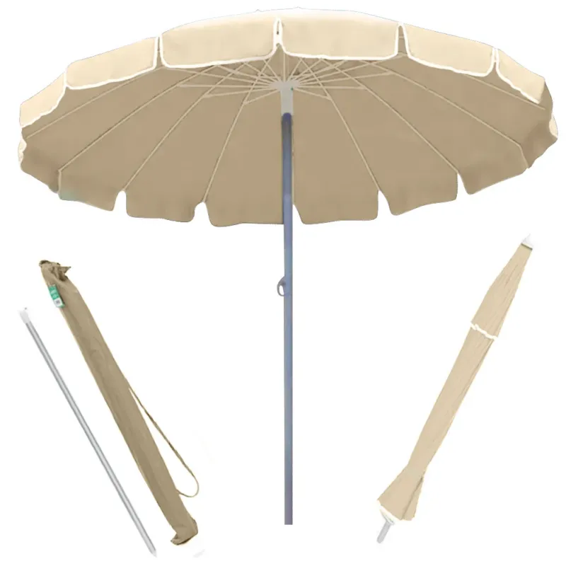 Offerta Speciale Ombrellone Mare Spiaggia Giardino 220cm Alluminio 16 Stecche con Custodia Beige