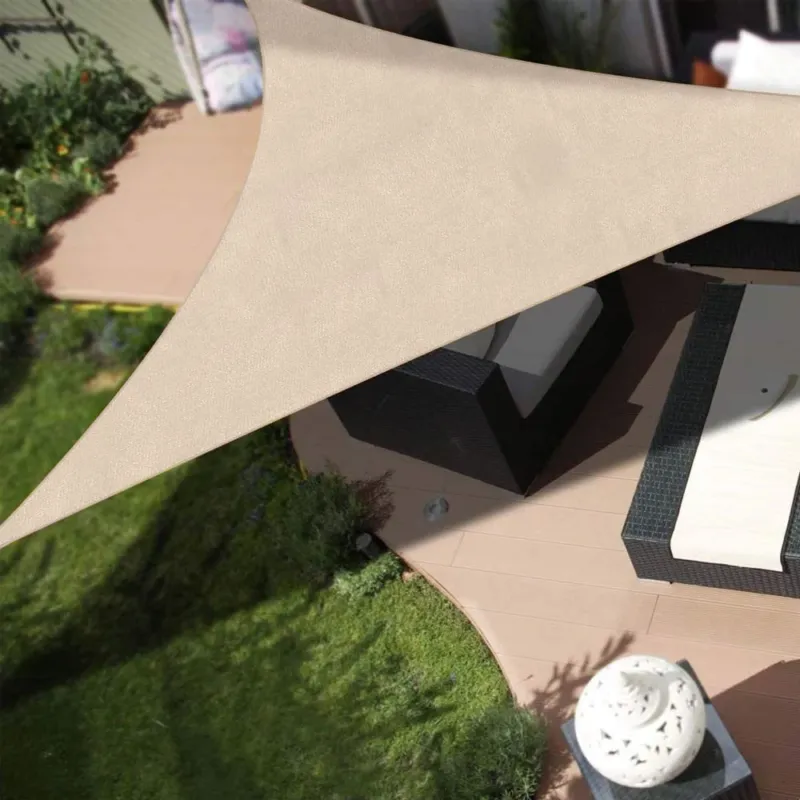 Vela Telo Parasole 5x5 mt Tenda Triangolare Ombreggiante Giardino Tessuto Beige Scelto Dai Clienti