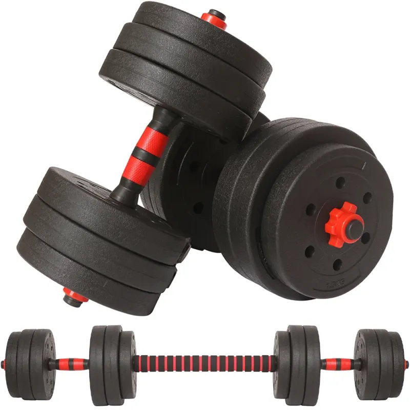 Set Manubri da 25kg (4x2.5kg+4x2kg+4x1.5kg) Bilanciere Pesi Fitness Rosso e Nero Promozione