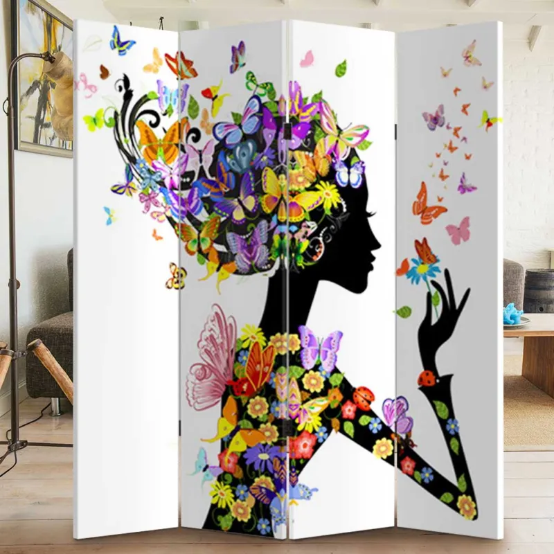 Paravento Separe‘ 4 Pannelli Con Stampa Fronte Retro Donna Divisorio 180 x 160cm Prezzo Di Fabbrica