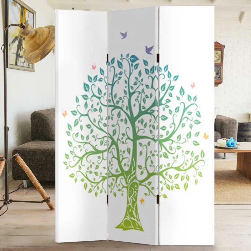 Paravento Separe‘ 3 Pannelli Con Stampa Fronte Retro Albero della Vita Divisorio Offerta Lampo