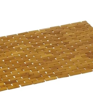 Tappeto per Doccia Vasca da Bagno in Legno Bambù Superficie Antiscivolo 60x42 cm Offerta