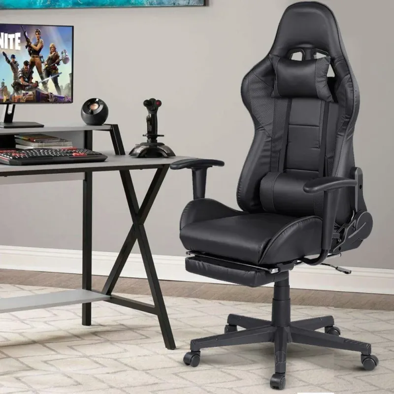 Affare Sedia Gaming Poltrona Scrivania Ufficio Casa Reclinabile con Poggiapiedi Nero
