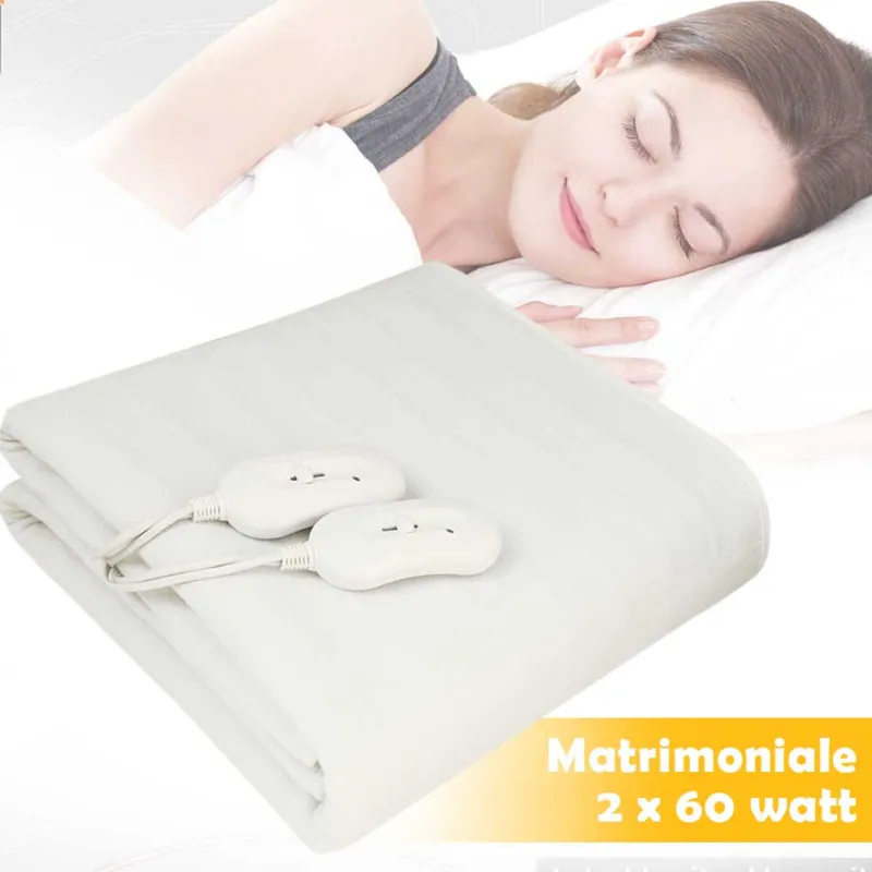 Direttamente Dal Produttore Coperta Elettrica Termica Letto Matrimoniale Coprimaterasso Scaldaletto 2x60W