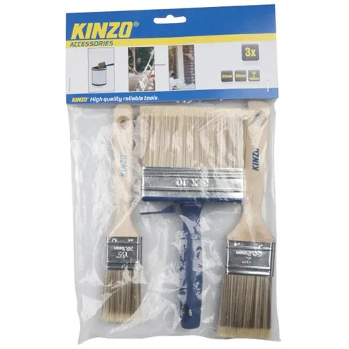 Economico Set 3 Pennelli Pittura Pittore Per Verniciare Con Manico Legno 30-35-50 mm Kinzo