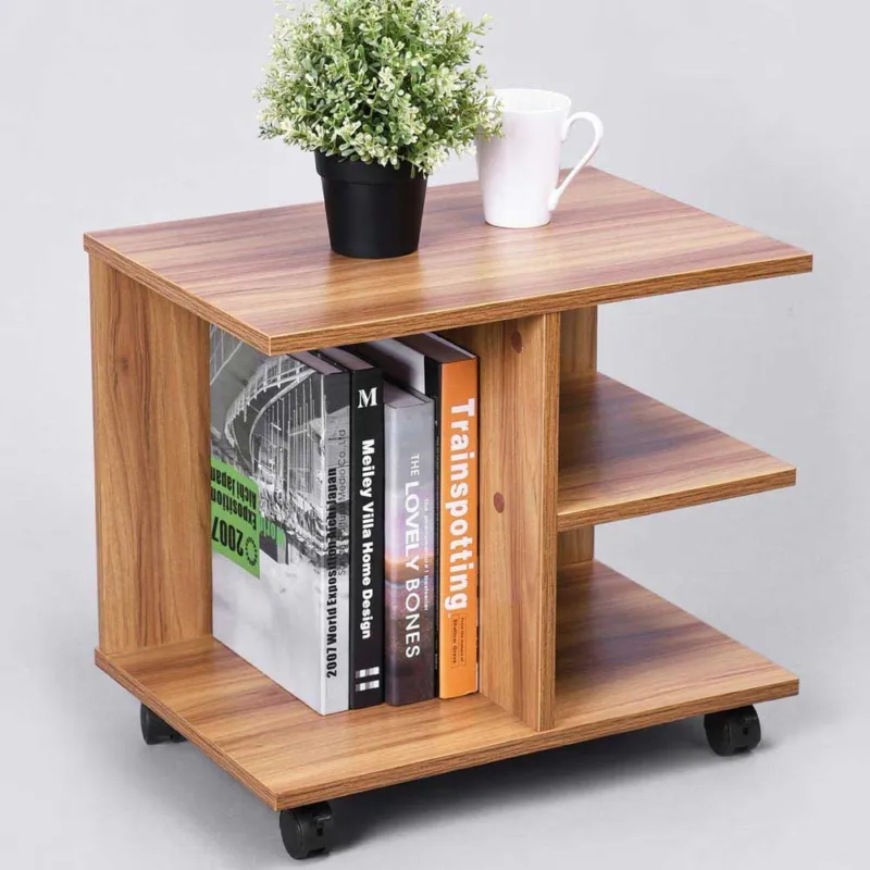 Tavolino Salotto Multifunzione Porta TV Riviste Comodino con Ruote Legno Noce Direttamente Dal Produttore