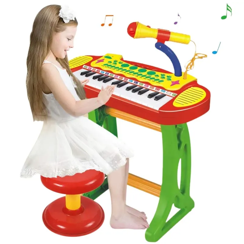 Pianola Giocattolo per Bambini Tastiera 31 Tasti Microfono Supporto e Sgabello Offerta Limitata