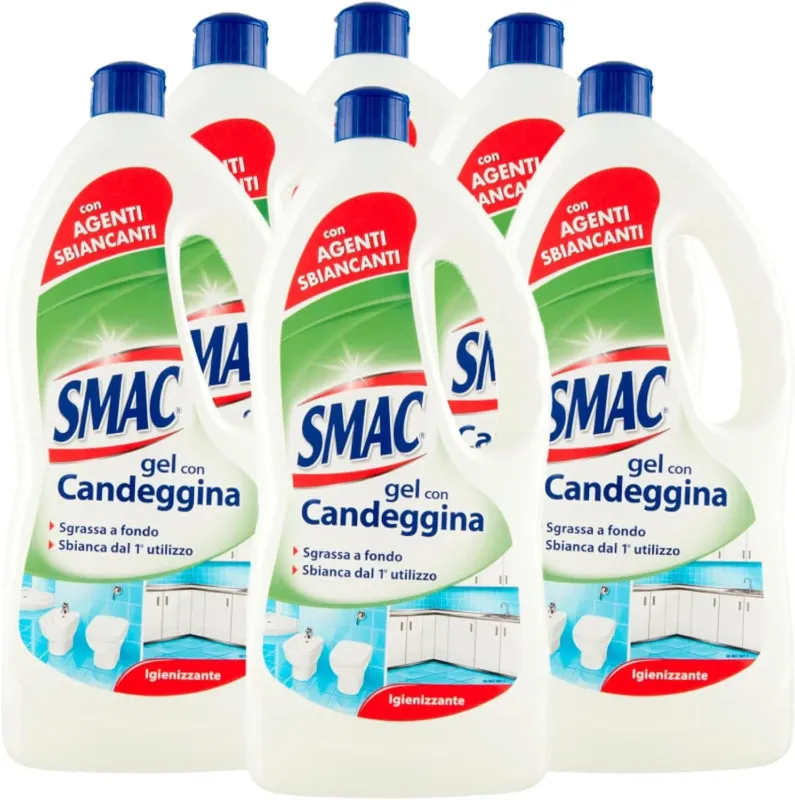 6 x Smac Gel Con Candeggina Sgrassa a Fondo Con Bicarbonato Attivo 850 ml Promozione Esclusiva