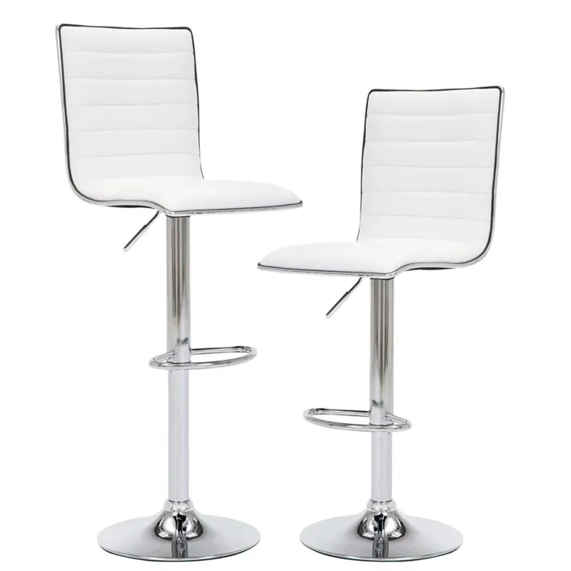 Set 2 Sgabelli Cucina Regolabile Seduta Pelle Sgabello Girevole Casa Bar Bianco Compra Oggi Stesso