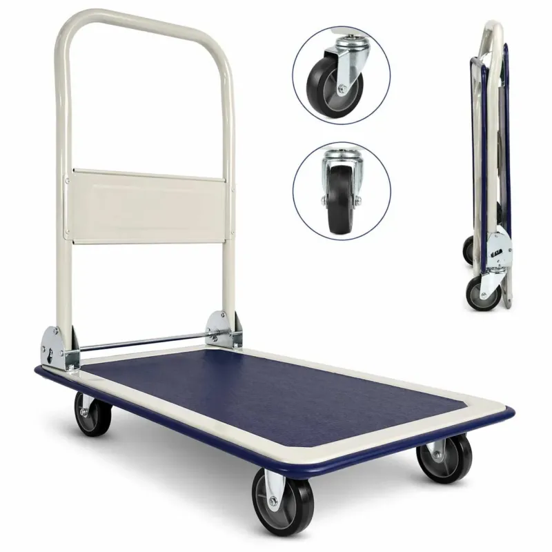 Offerta Carrello Portapacchi Portattutto da Trasporto con Manico Pieghevole e Tappetino