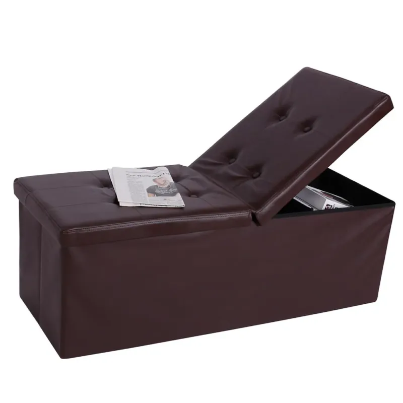 Di Tendenza Cassapanca Pouf Contenitore Pieghevole Panca Sgabello Poggiapiedi Pelle Marrone