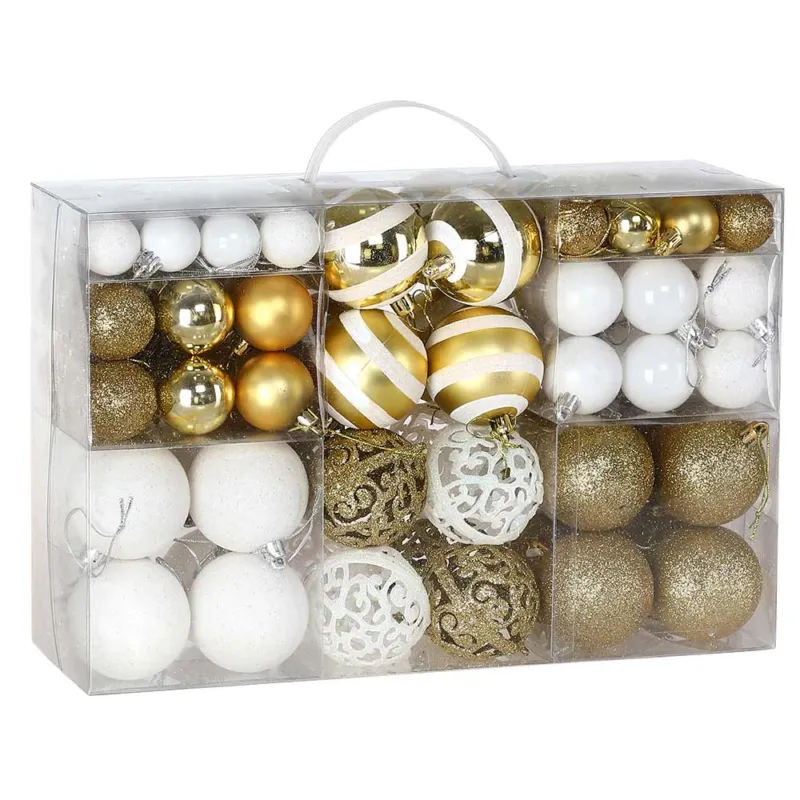 Compra Online Confezione 100 Palline Natale Oro e Bianco Diametro 3/4/6 cm Addobbo Natalizio